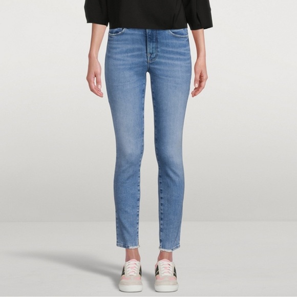 Good American blue Good Legs Skinny Jeans with step hem - size 4 / 27” - Picture 1 of 8